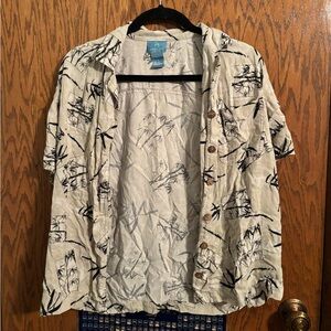 August Silk Beige and Black Casual Button Down Shirt